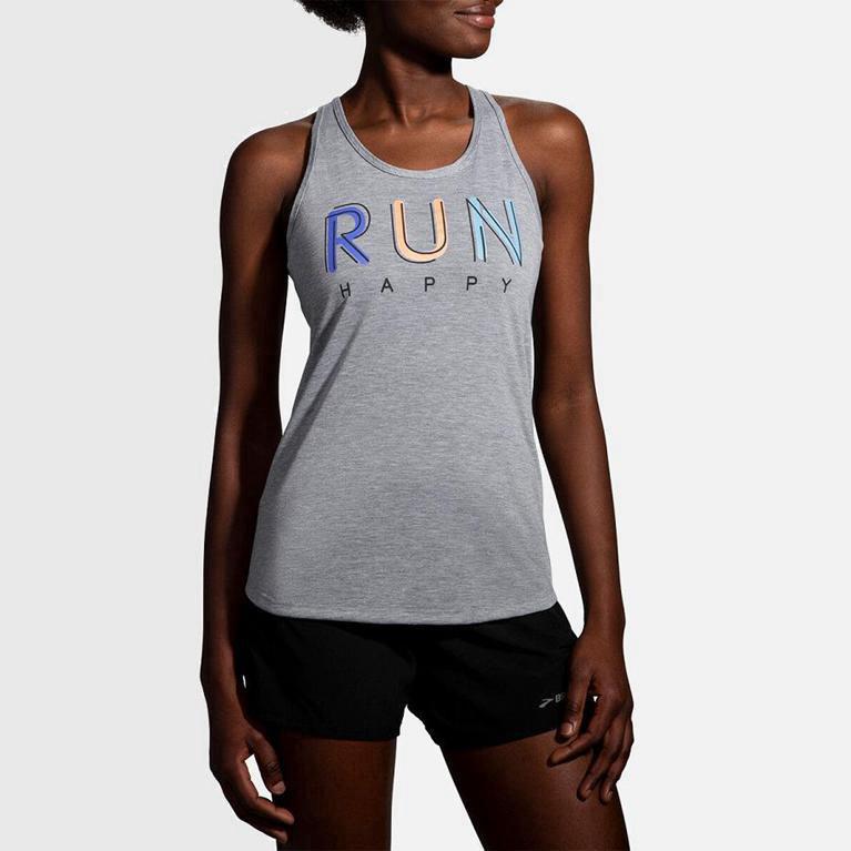 Brooks Distance Graphic - Camiseta Sin Mangas Mujer - Gris (NM1362785)